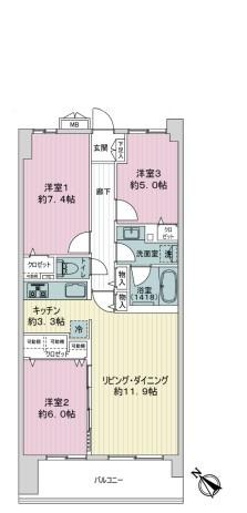 グランボア市ヶ尾の杜　ペット飼育可　最上階