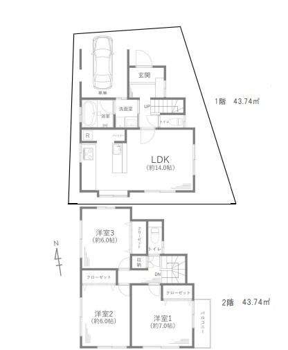 鎌倉市中古戸建　駅平坦歩5分　ビルトイン車庫