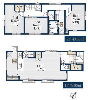 【2号棟】都筑区新築戸建　LDK18帖　リビング階段