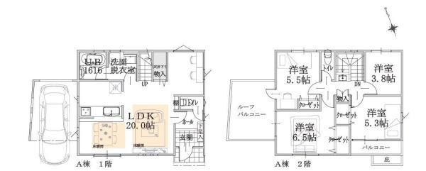 【A号棟】緑区新築戸建ビルトイン車庫ルーバル