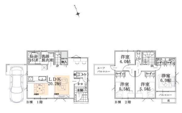 【B号棟】緑区新築戸建ビルトイン車庫ルーバル