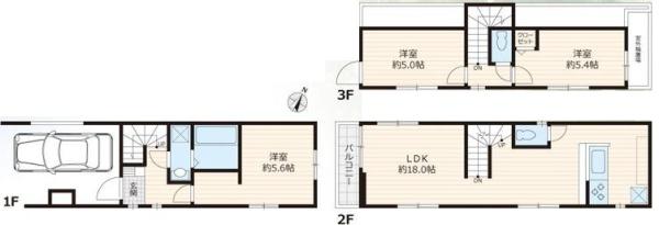 【A号棟】大田区新築戸建ビルトイン車庫駅徒9分