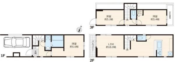 【B号棟】大田区新築戸建ビルトイン車庫駅徒9分