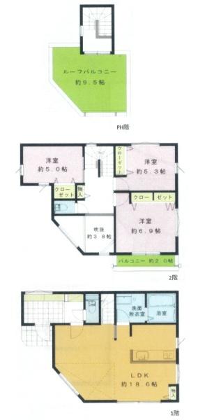 【B号棟】大和市新築戸建2台駐車可吹抜ルーフバルコニー