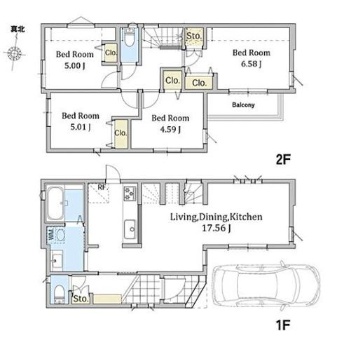 町田市小川5丁目の新築一戸建(間取り)
