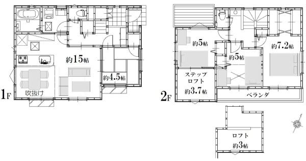 横浜市港南区新築戸建　カースぺ2台　多用途ロフト2ヶ所