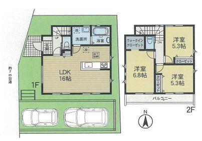 青葉区新築戸建2台駐車可南面バルコニーWIC