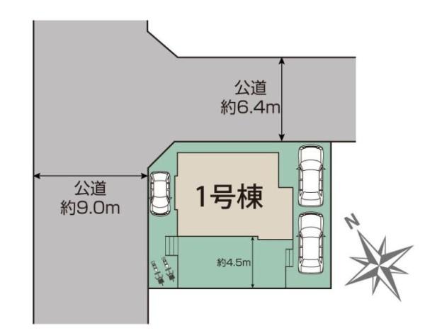 【1号棟】海老名市新築戸建3台駐車可角地床暖