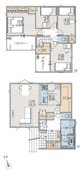 【2号棟】横浜市都筑区 カースぺ2台 WIC ファミリーCL