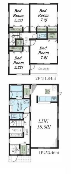 【3号棟】青葉区新築戸建2台駐車可パントリー