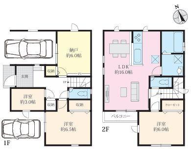 【1号棟】横須賀市新築戸建2台駐車可納戸