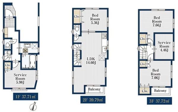 【2号棟】川崎市新築戸建ビルトイン車庫納戸
