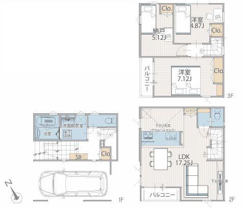 【1号棟】金沢区新築戸建ビルトイン車庫パントリー
