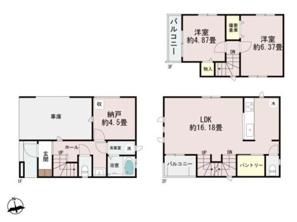【B号棟】西区新築戸建ビルトイン車庫パントリー