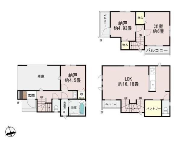 【C号棟】西区新築戸建ビルトイン車庫パントリー