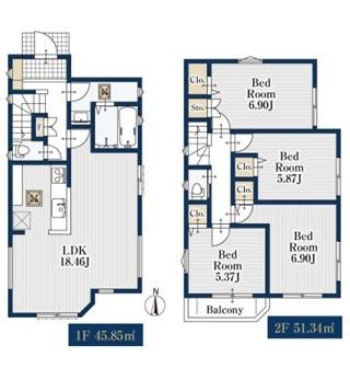 【1号棟】旭区新築戸建2台駐車可LDK18帖