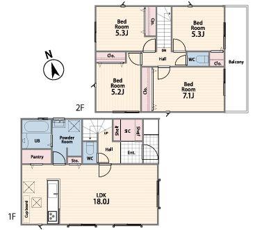 【5号棟】藤沢市新築戸建2台駐車可LDK18帖