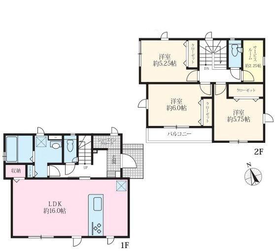 【2号棟】青葉区新築戸建南面バルコニー