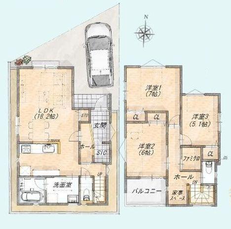 【B号棟】南区新築戸建LDK18帖以上2駅2路線利用可