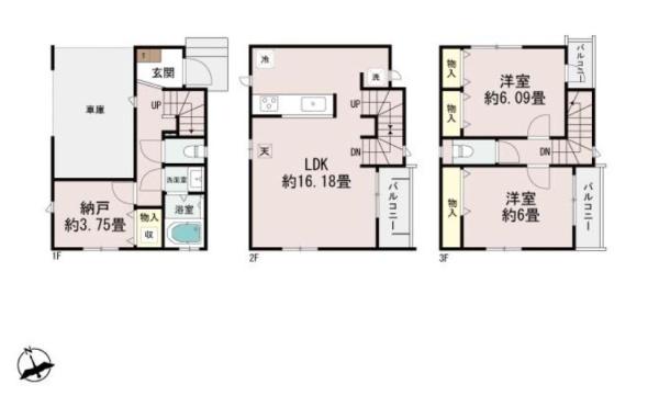 【B号棟】川崎市新築戸建ビルトイン車庫納戸