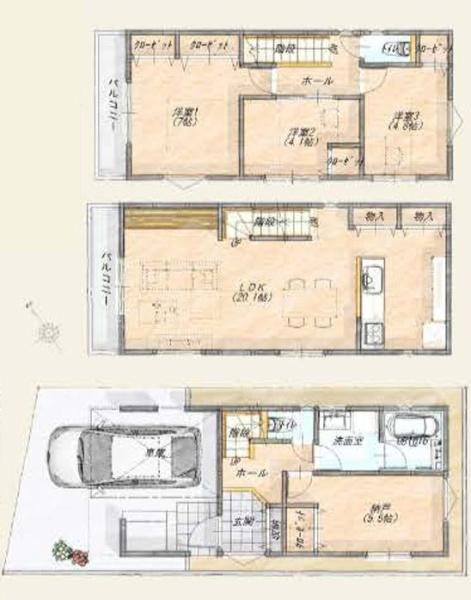 【A号棟】川崎市新築戸建ビルトイン車庫
