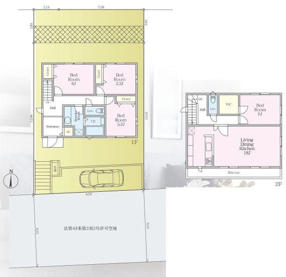 南区新築戸建LDK18帖以上WIC前面道路6ｍ以上