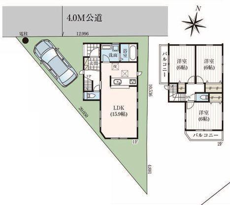 大和市中古戸建2面バルコニー