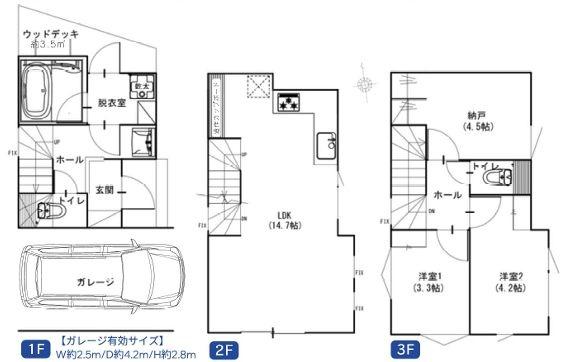 戸塚区新築戸建ビルトイン車庫ウッドデッキ