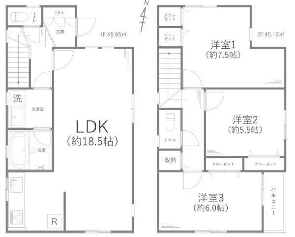 戸塚区中古戸建LDK18帖以上平成19年2月築