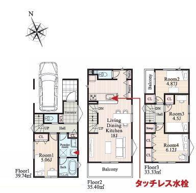 【1号棟】保土ケ谷区新築戸建ビルトイン車庫LDK18帖