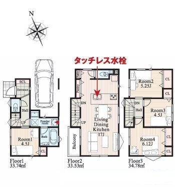 【3号棟】保土ケ谷区新築戸建ビルトイン車庫