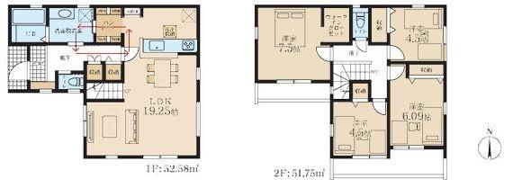 【4号棟】大和市新築戸建LDK19帖以上パントリー
