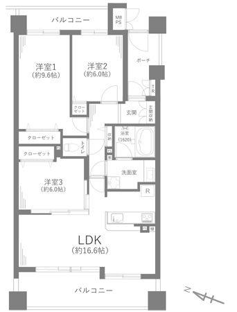クリオ藤沢善行八番館【2面バルコニー】