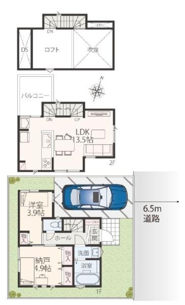 青葉区新築戸建ロフト吹抜カースペース
