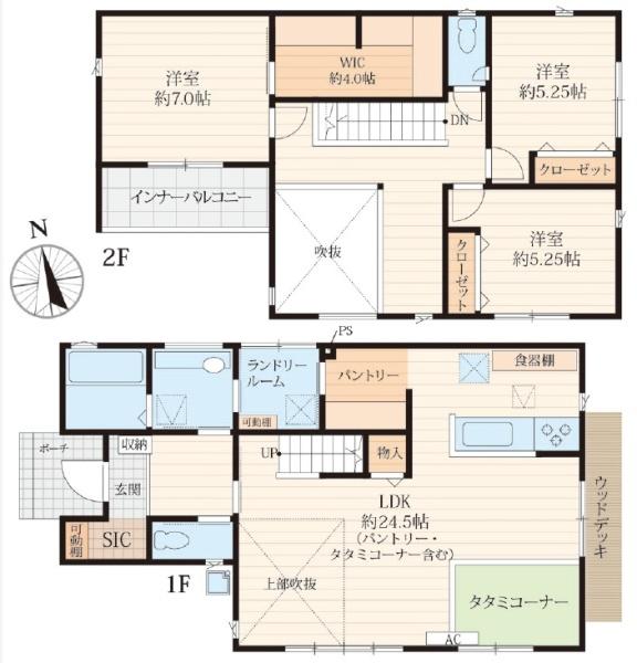 綾瀬市新築戸建カースペース3台吹抜WICSIC