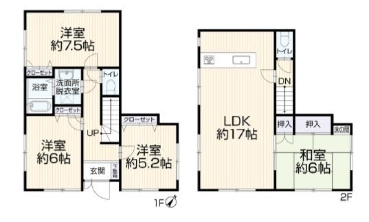 鶴見区中古戸建カースペース主寝室約7.5帖