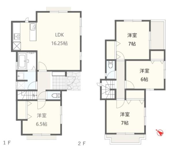 戸塚区中古戸建カースペース2台各居室6帖以上