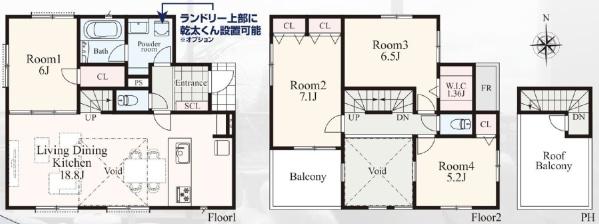 旭区新築戸建カースペース2台敷地面積59坪超庭付