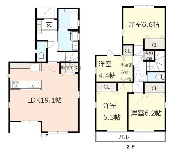 中央区新築戸建カースペース2台北西角地小屋裏収納