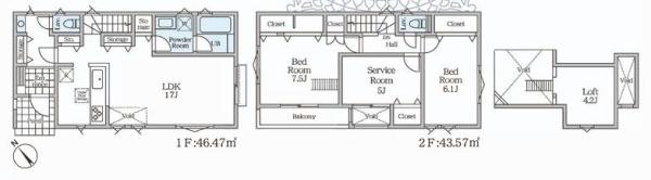 【1号棟】鶴見区新築戸建ロフト小学校歩5分