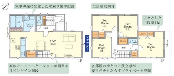 【1号棟】横浜市旭区新築戸建　LDK20帖　カースぺ2台