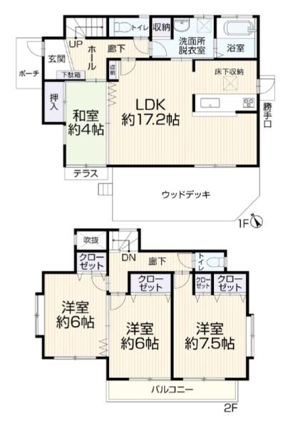 瀬谷区中古戸建ウッドデッキLDK17帖超カースペース