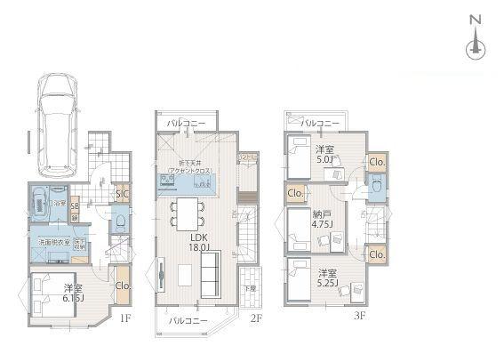 【2号棟】川崎市新築戸建ビルトインガレージ
