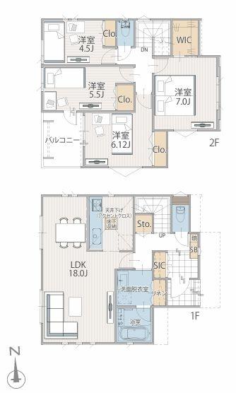 【1号棟】川崎市新築戸建LDKは18帖以上2台駐車可