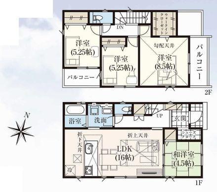 【1号棟】大和市新築戸建2台駐車可WIC