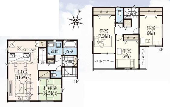 【2号棟】大和市新築戸建2台駐車可WIC