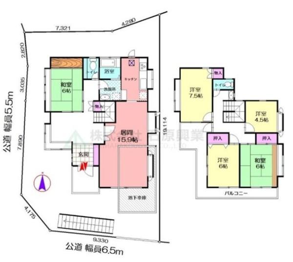 港北区中古戸建地下車庫5LDK