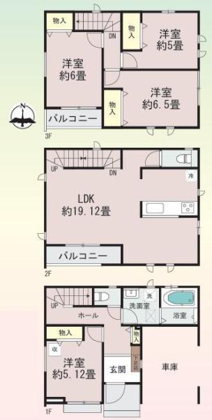【A号棟】川崎市新築戸建ビルトイン車庫LDK19帖以上