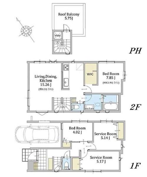 【3号棟】茅ケ崎市新築戸建ルーフバルコニーカースペース