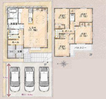 【B号棟】旭区新築戸建3台駐車可SIC